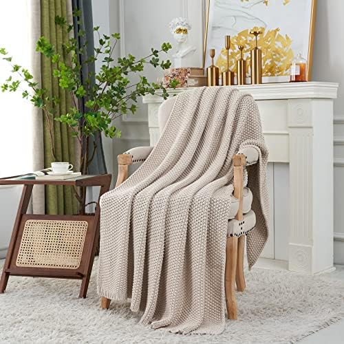 Chunky Cable Knit Throw Blanket 60x80 100 Organic Cotton