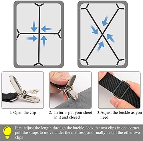 ACEDCOR Sheet Straps with Stainless Clamps and Elastic