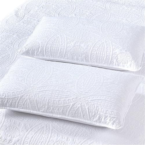 3-Piece Bedspread Set Reversible Cotton Coverlet with Pillowcases