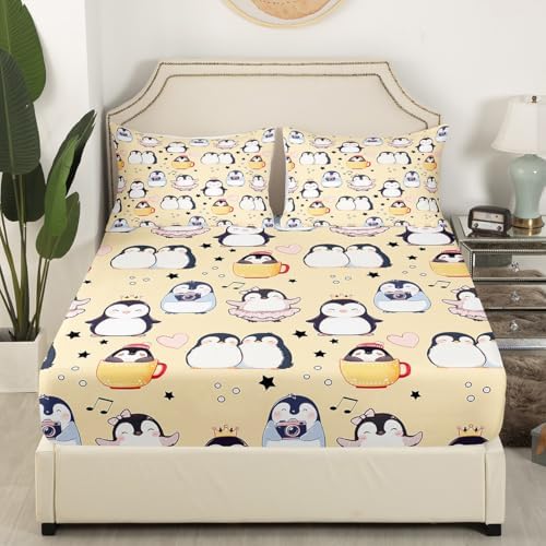 Kawaii Penguin Fitted Sheet Twin Size Set