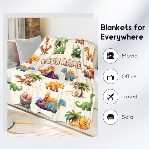 CUSPCOD 30x40 Flannel Dinosaur Throw Blanket for Kids