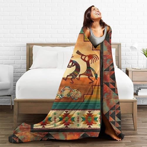 YETTA YANG Arizona Kokopelli Retro Flute Art Fleece Throw Blanket