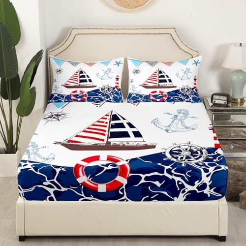 Castle Fairy Nautical Anchor Twin Fitted Sheet Set