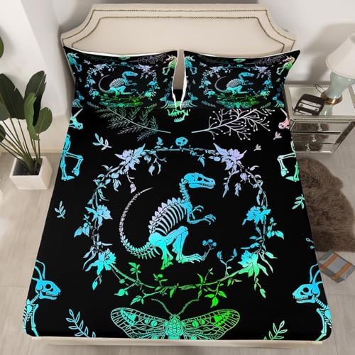 Castle Fairy Dinosaur Bed Sheet Set Twin Size with 1 Pillowcase
