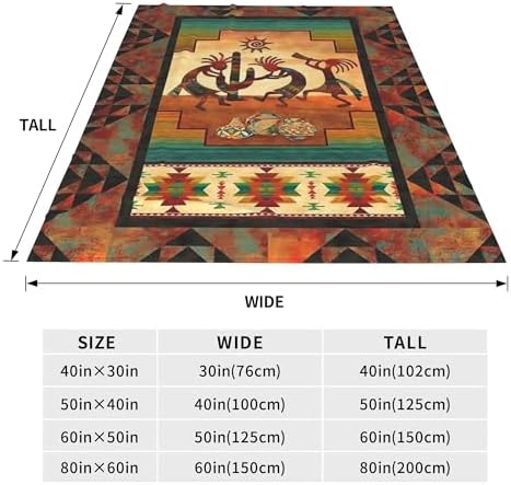 YETTA YANG Arizona Kokopelli Retro Flute Art Fleece Throw Blanket