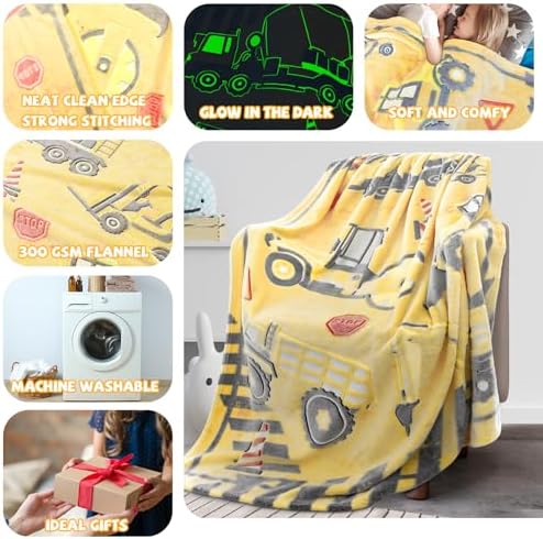 Glow in The Dark Digger Throw Blanket for Kids 1