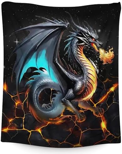 Dragon Blanket for Kids - Soft Flannel 40 x 50 Cozy Blanket Gift