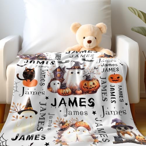 Custom Halloween Blanket with Name - Cozy Plush Throw