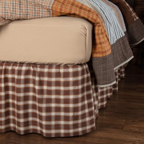 VHC Brands Farmhouse Rory Bed Skirt Twin 39x76x16 Chocolate Brown