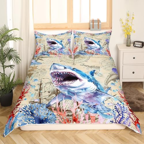 Feelyou Shark Duvet Cover Set Queen 1