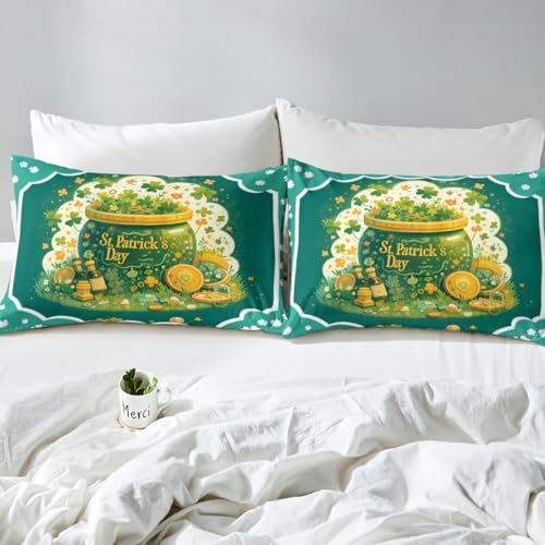 Homewish St Patricks Day Twin Sheet Set with Pillowcase