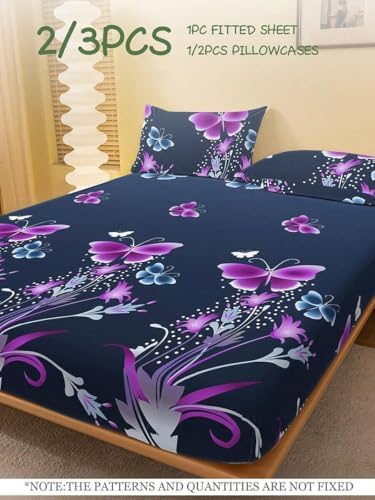 Fuver 23 Pcs Printed Fitted Sheet Set with Pillowcases