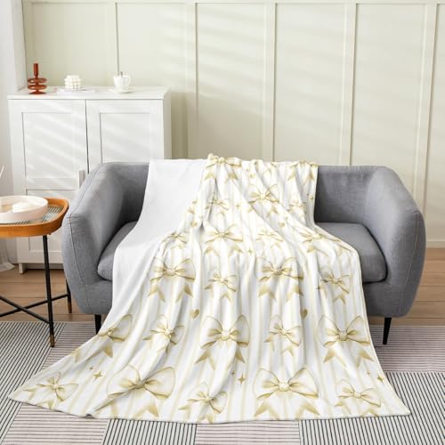 Jejeloiu Yellow Bow Fleece Throw Blanket for Kids 1