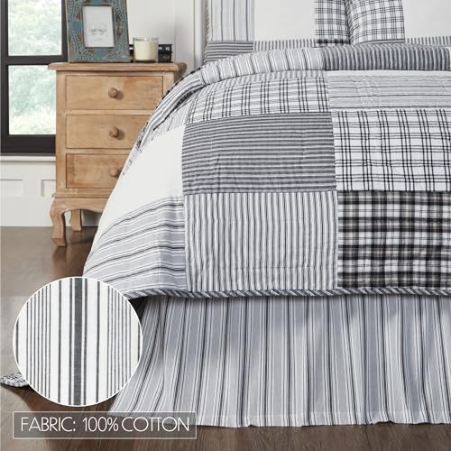 VHC Brands Sawyer Mill Striped Twin Bed Skirt Black 39x76x16 1