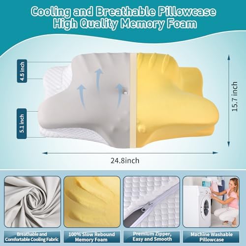 Ylekto Cervical Neck Pillow - Cooling Ergonomic Support for All Sleep Positions