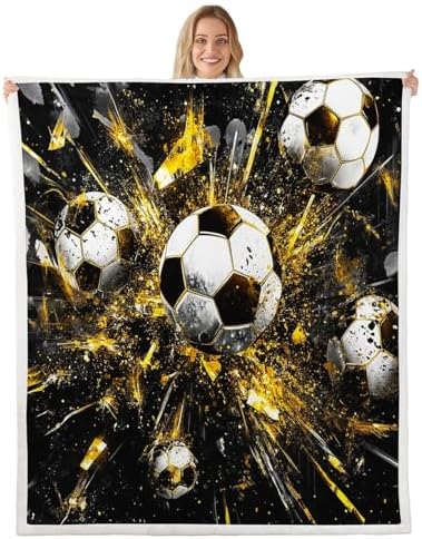 Feelyou Kids Football Sherpa Fuzzy Blanket for Sofa Bed 30x40