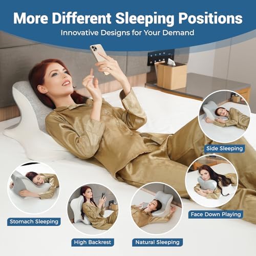 Wogahev Reading Pillow for Bed Head Support - Grey