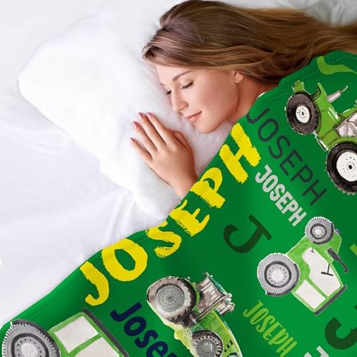 Personalized Tractor Blanket - Custom Name for Kids