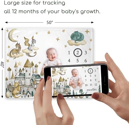 Yuzioey Dragon Milestone Blanket for Baby Growth Tracking