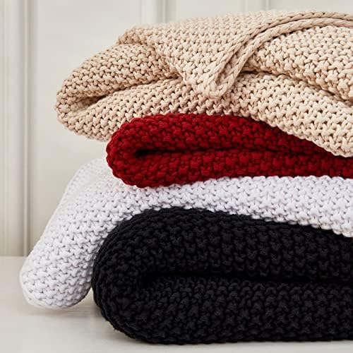 Chunky Cable Knit Throw Blanket 60x80 100 Organic Cotton
