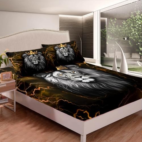 Homewish Wild Lion Fitted Sheet Twin Set