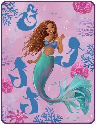 FRANCO Disney Princess Ariel Plush Throw for Kids