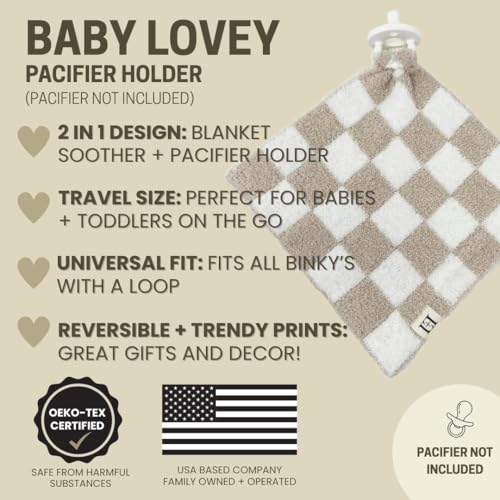 Checkered Baby Lovey Pacifier Holder 10x10