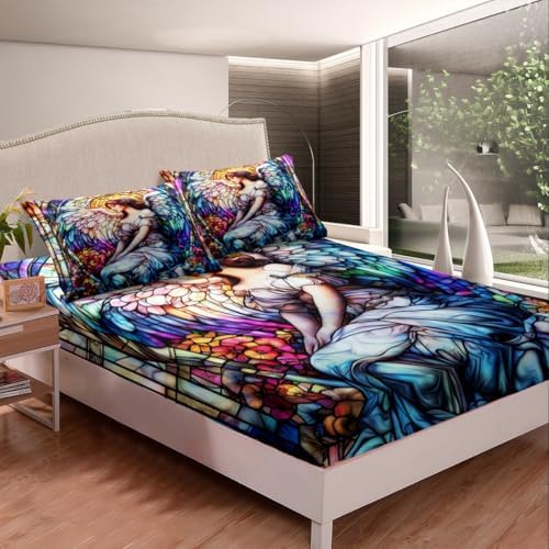 Manfei Watercolor Flower Twin Sheet Set