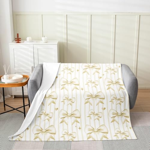 Jejeloiu Yellow Bow Fleece Throw Blanket for Kids 1