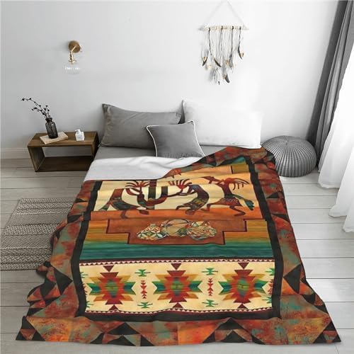 YETTA YANG Arizona Kokopelli Retro Flute Art Fleece Throw Blanket