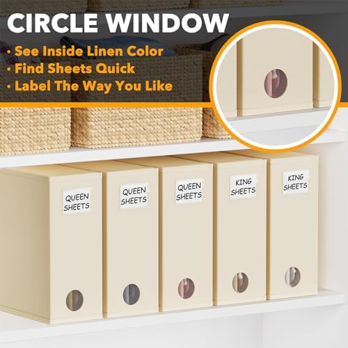 SpaceAid 5 Pack Beige Sheet Organizers for Linen Closet