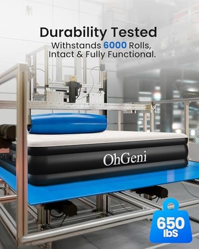 OhGeni Queen Air Mattress with Built-in Pump and 18 Raised Comfort