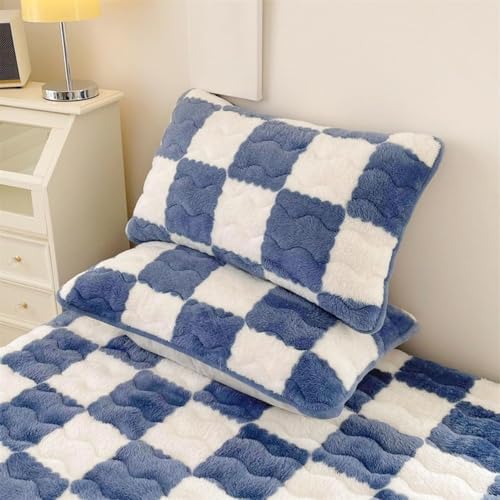 Milk Velvet Checkered Mattress Cover Twin Queen 354 x 787IN