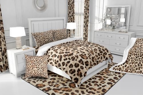 Feelyou Brown Leopard Duvet Cover Set Twin Size
