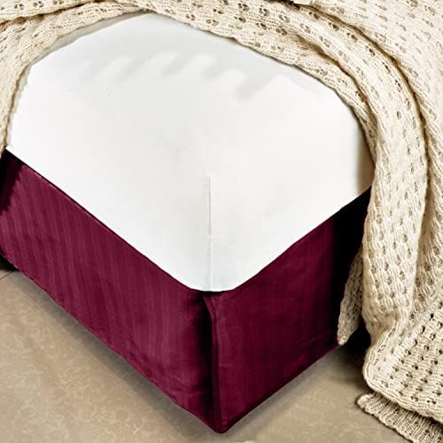 Elegant Comfort 1-Piece Striped Bed Skirt Cali King Burgundy