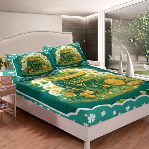 Homewish St Patricks Day Twin Sheet Set with Pillowcase