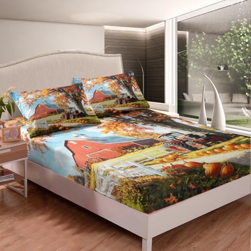 Castle Fairy Pumpkin Autumn Twin Sheet Set with Pillowcase