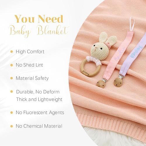 Personalized Custom Embroidered Chunky Knit Baby Blanket 40x30 Inch