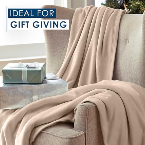 Martex Twin Fleece Throw Blanket - Beige