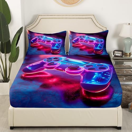 Castle Fairy Gamer Fitted Sheet Twin Size with 1 Pillowcase