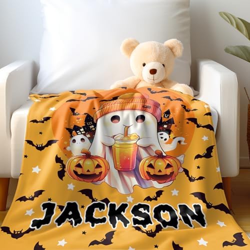 Custom Halloween Blanket with Name - Personalized Baby Throw
