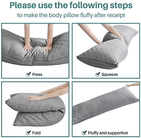 Oubonun Premium Adjustable Loft Body Pillow - 21x54 inch Fluffy Support Pillow