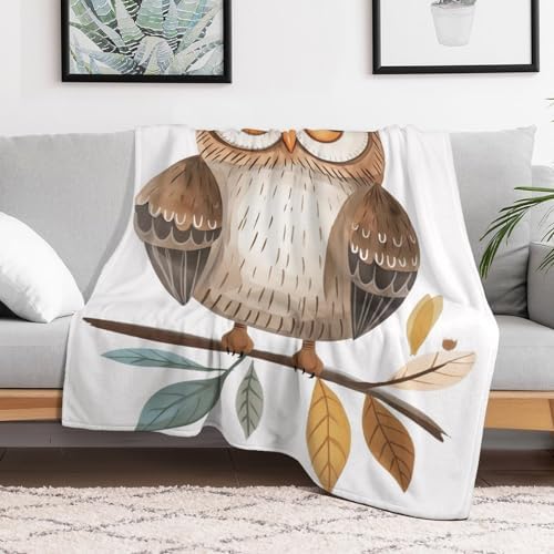 Cute Owl Design Anti-Pilling Flannel Throw Blanket 100x130cm