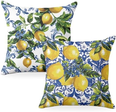 CQM 2PCS Lemon Throw Pillow Covers 18x18 1