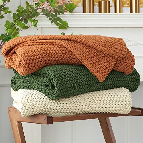 Chunky Cable Knit Throw Blanket 60x80 100 Organic Cotton