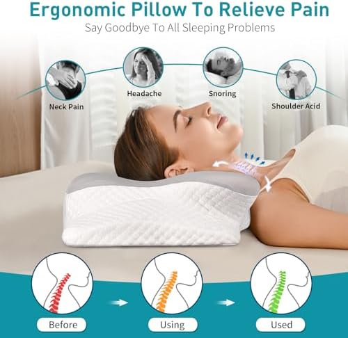 Ylekto Cervical Neck Pillow - Cooling Ergonomic Support for All Sleep Positions