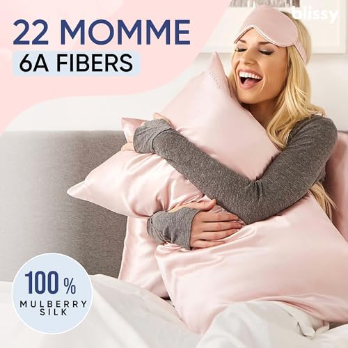 Blissy Silk Pillowcase - 100 Pure Mulberry Silk 22 Momme 6A Grade 1