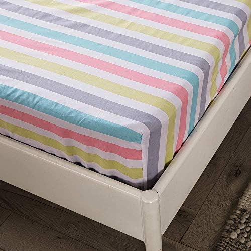 AMWAN Cotton Striped Fitted Sheet Queen