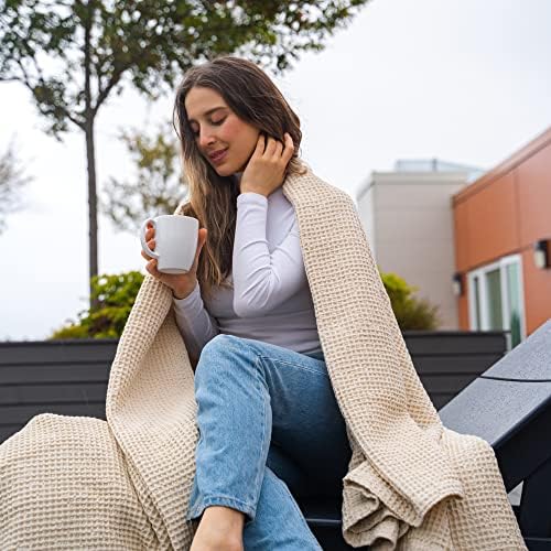 Organic Cotton Waffle Weave Queen Blanket - 92x92 Inches
