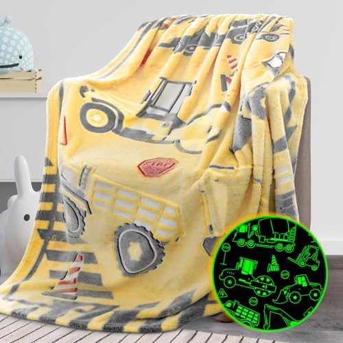 Glow in The Dark Digger Throw Blanket for Kids 1